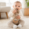 Crocheted Bunny Teether with Wooden Ring