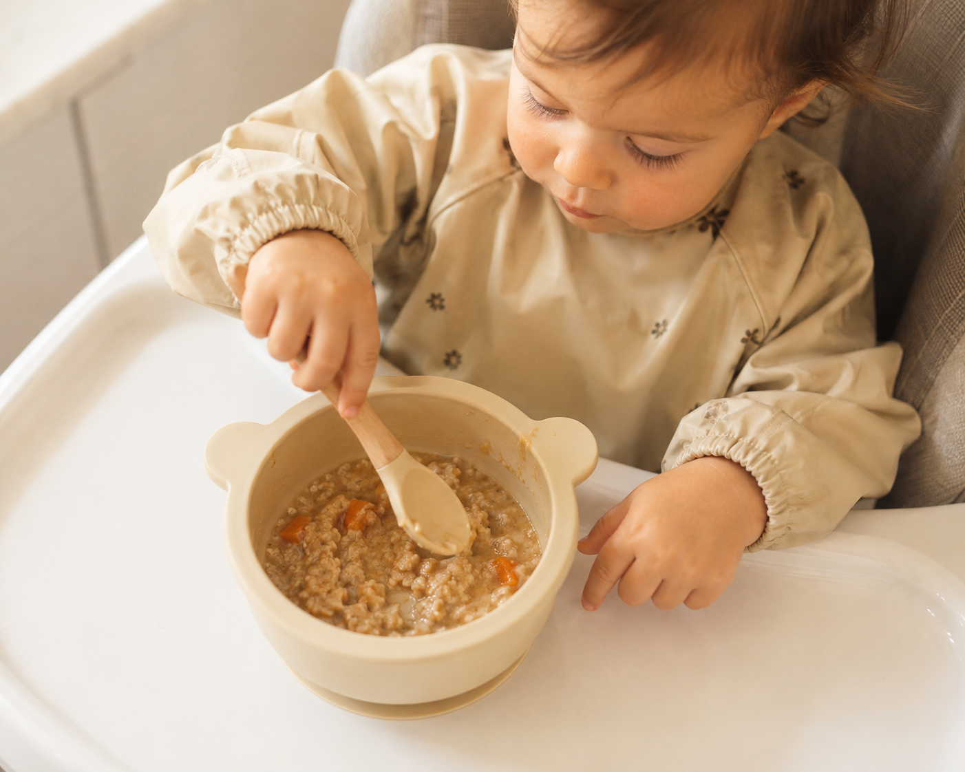 Silicone Suction Bowl with Wooden Spoon