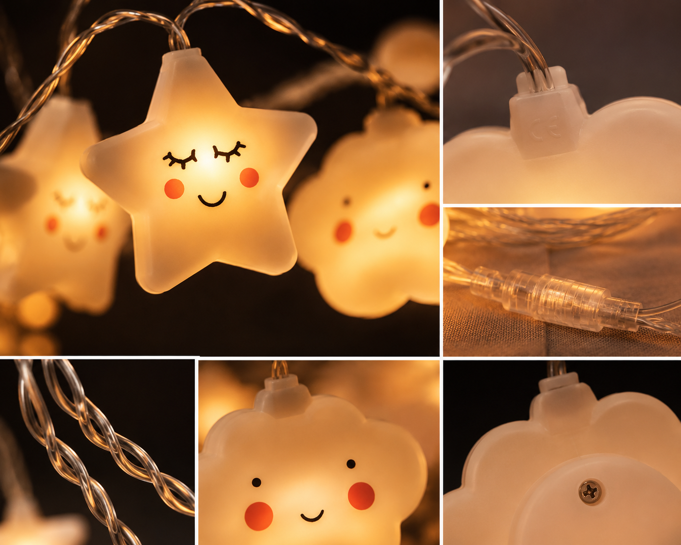Smiling Star & Cloud String Lights